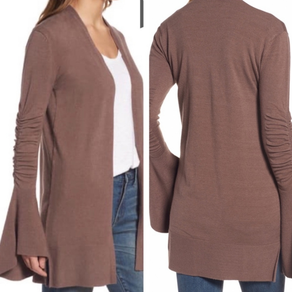 Hinge Seattle Ruched Bell Sleeve Cardigan X-Small